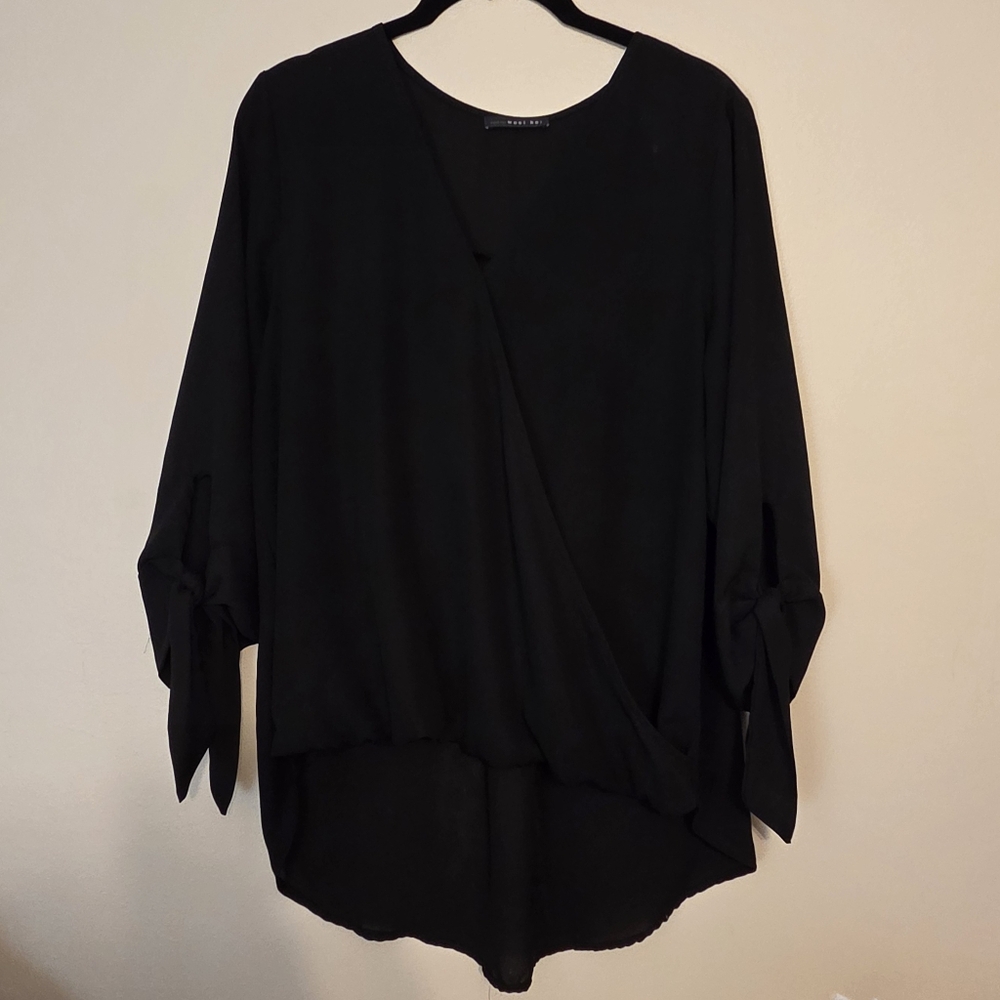 West Kei Black Wrap Blouse